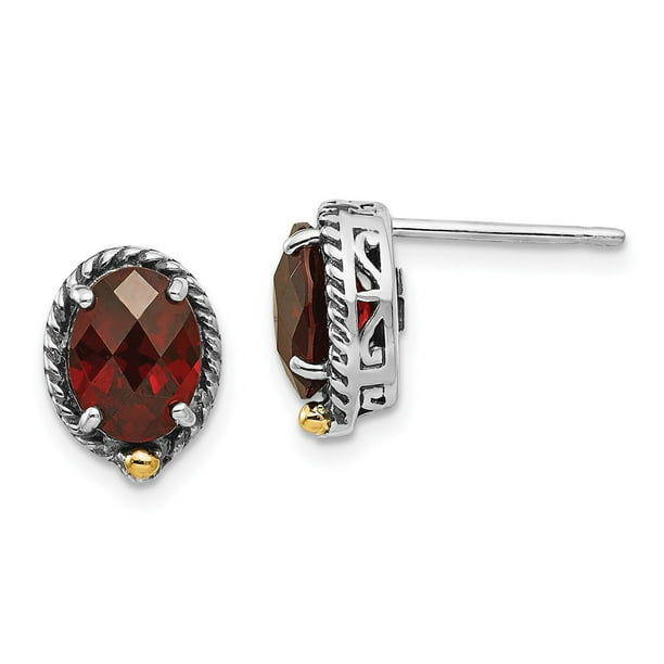 Black Bow Jewelry 4mm Round Mozambique Garnet Stud Earrings in 14k White Gold 